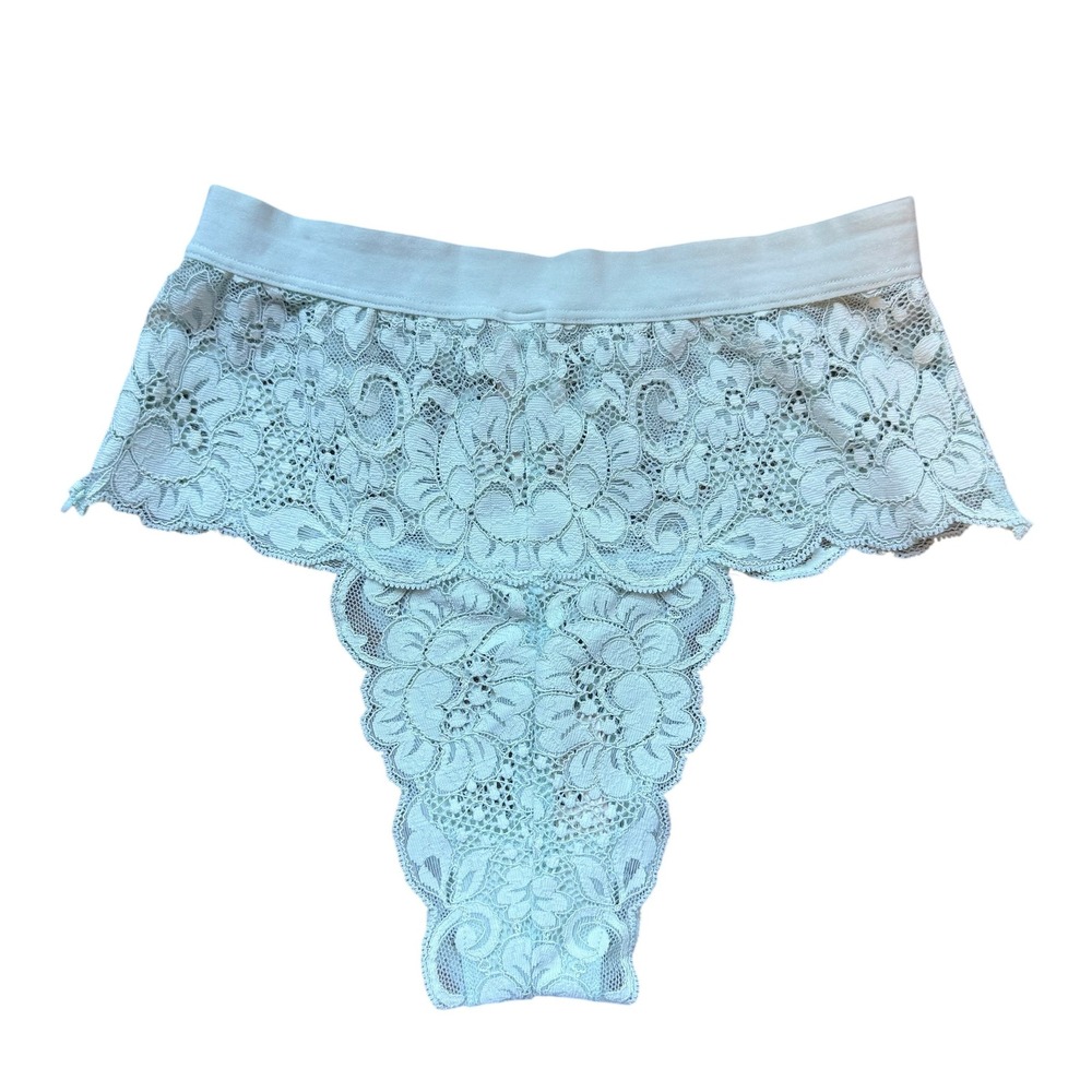 NWT‎ We Are Hah Mint Green Floral Lace Thong Panty XS